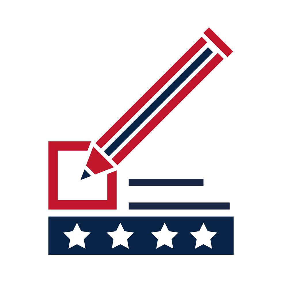 Estados Unidos elecciones lápiz marcador lista papeleta campaña electoral política diseño de icono plano vector