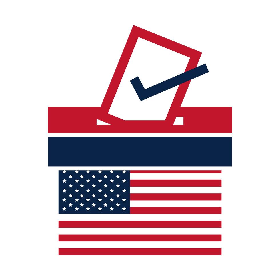 elecciones de estados unidos bandera americana votación y urna campaña electoral política diseño de icono plano vector