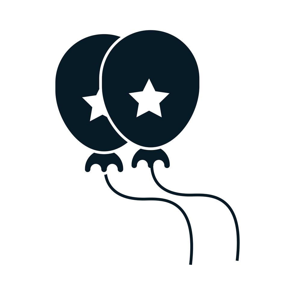 Estados Unidos elecciones celebración globos partido político campaña electoral silueta diseño de icono vector