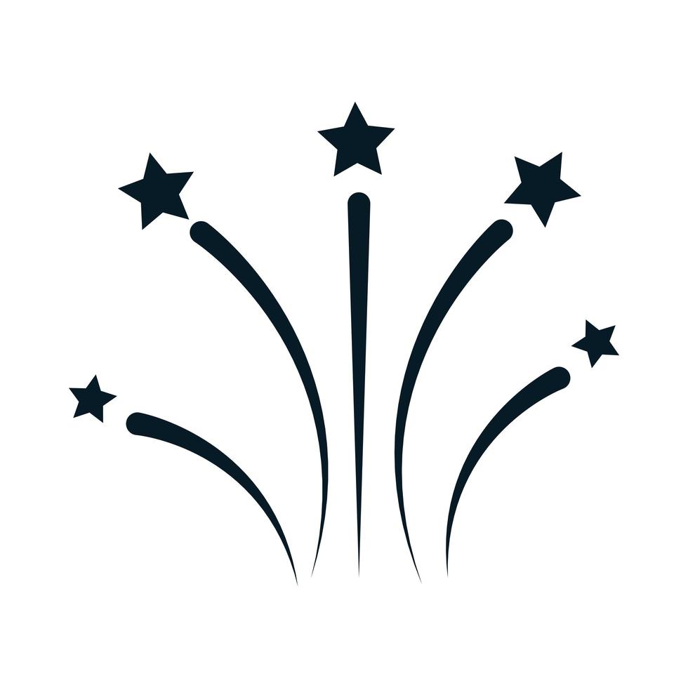 fireworks celebration festive party stars silhouette icon design vector