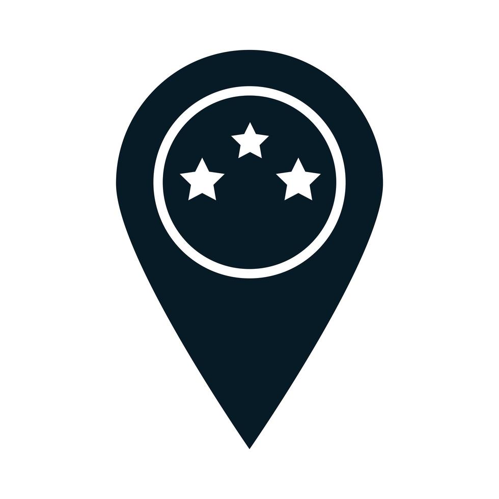 Puntero de ubicación de elecciones de Estados Unidos con estrellas diseño de icono de silueta de campaña electoral política vector