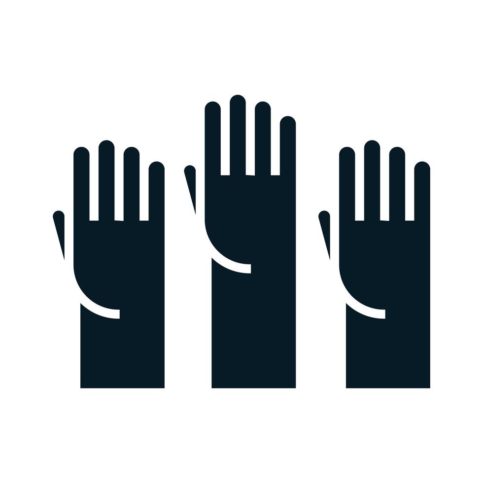 United States elections raised hands campaign political election silhouette icon design vector