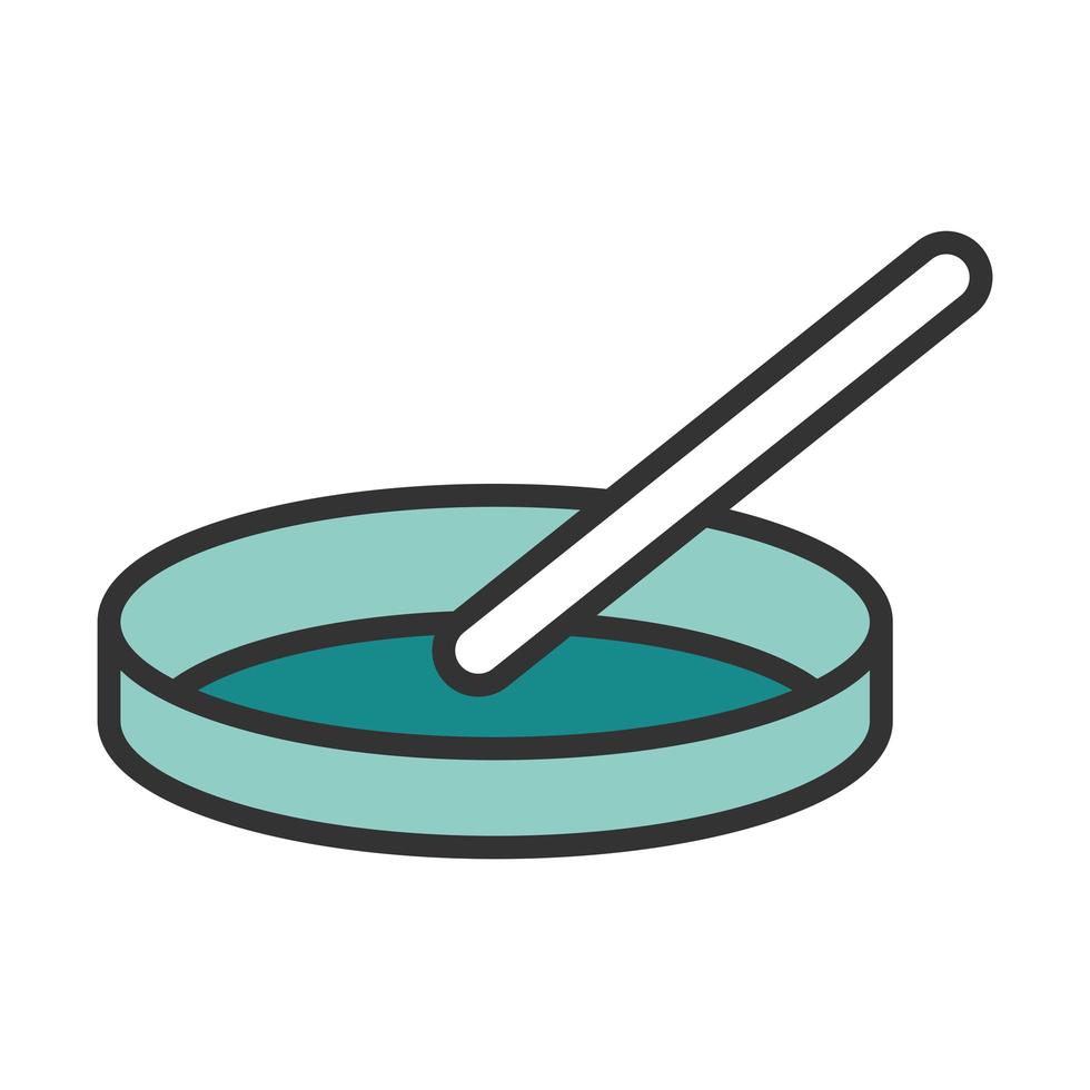 coronavirus covid19 diagnostics research laboratory sample in petri dish line and fill vector