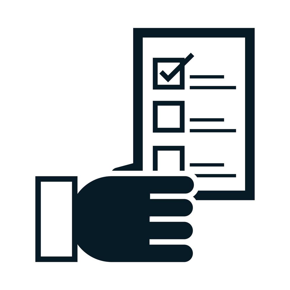 United States elections hand with voting ballot political election campaign silhouette icon design vector