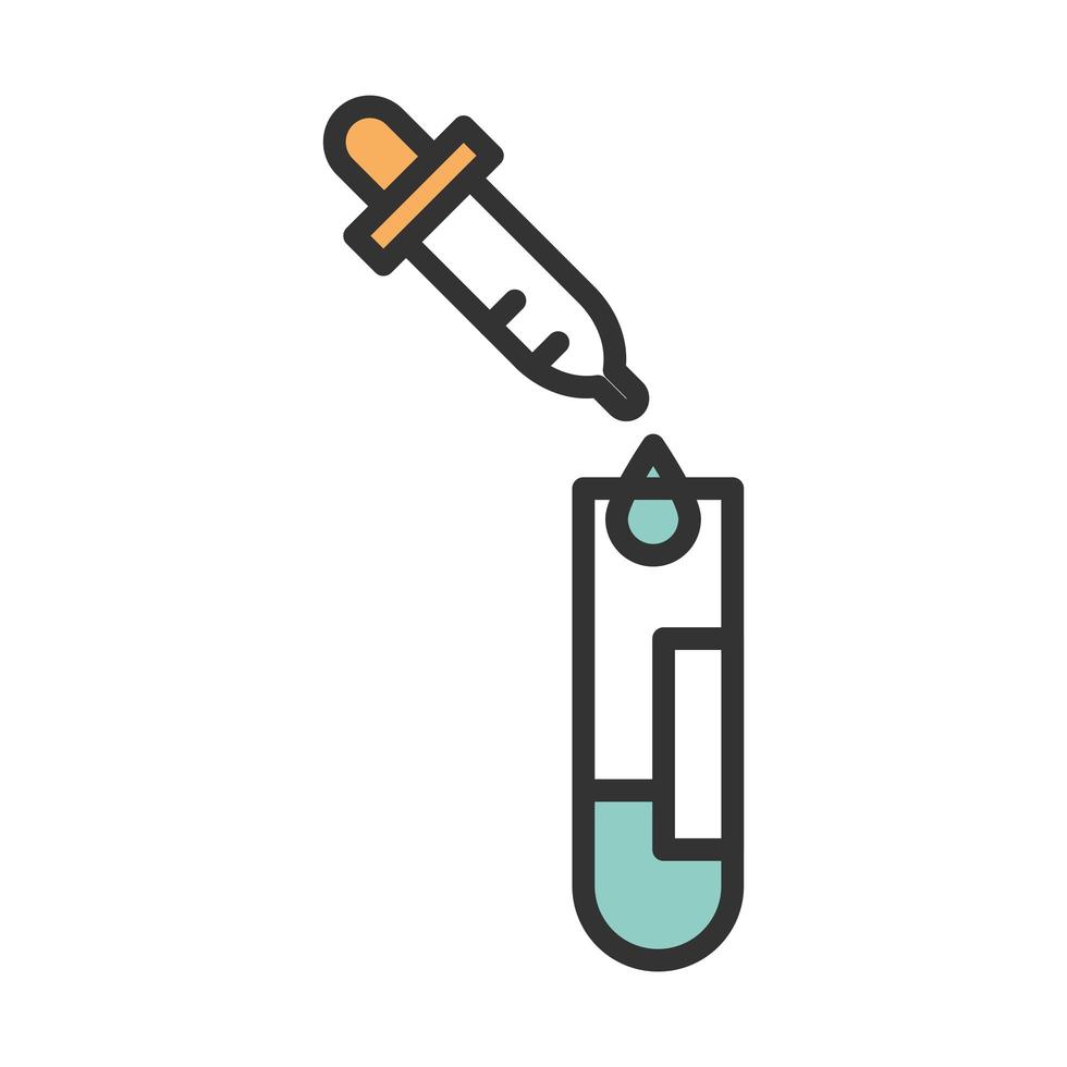 línea de muestra y llenado de tubo de ensayo y gotero médico de investigación de diagnóstico covid19 de coronavirus vector