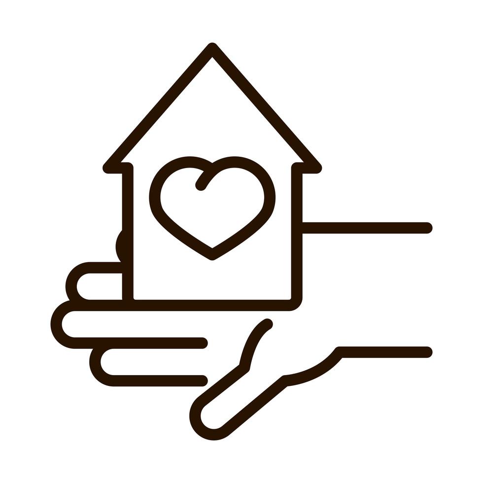 hand holds house love charity donation line icon vector