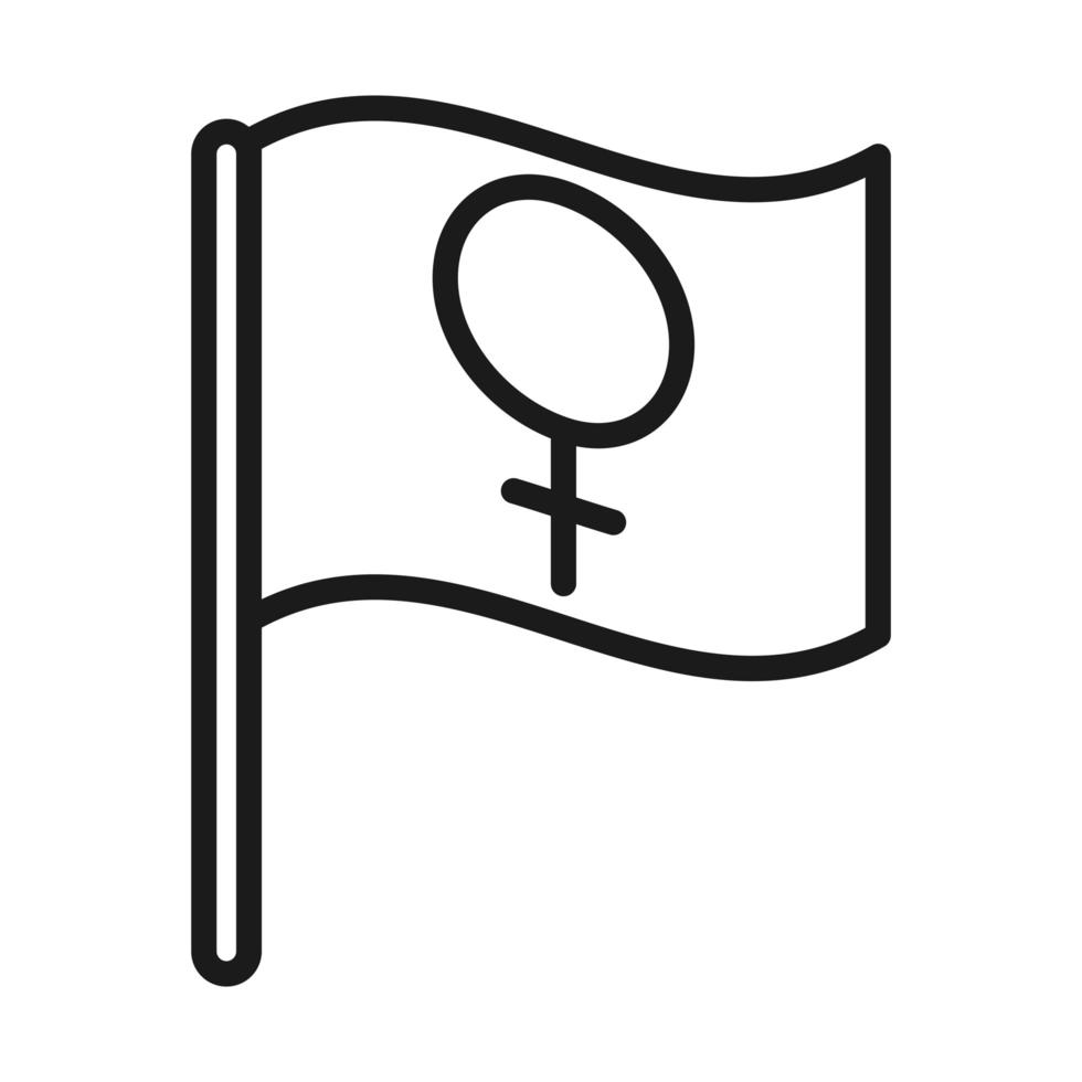 feminism movement icon flag with gender female pictogram line style vector