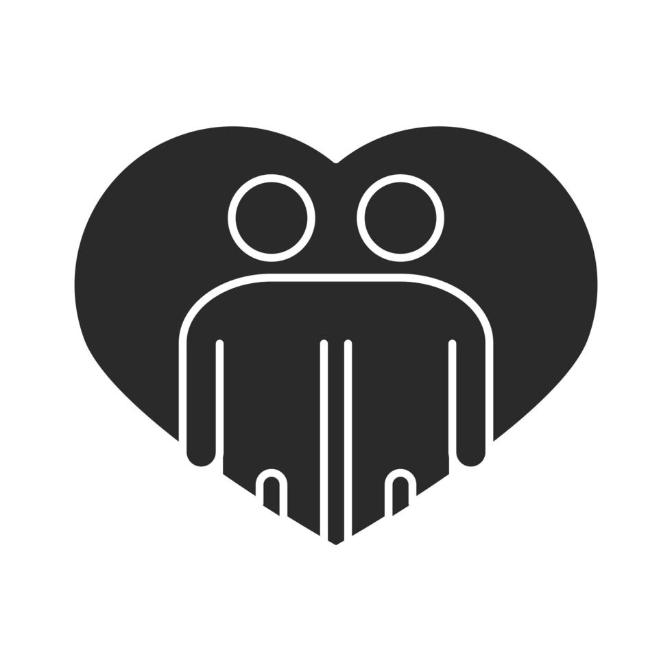 people hugging together inside heart community and partnership silhouette icon vector