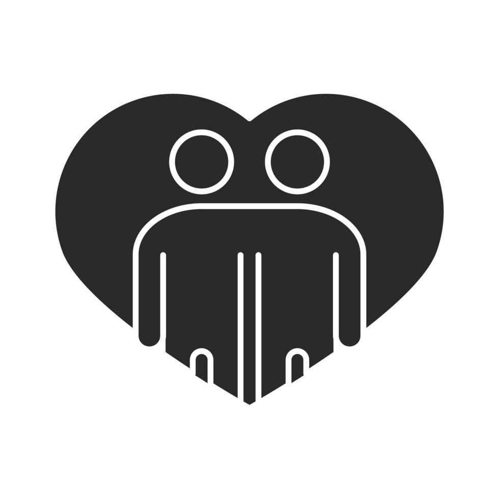 people hugging together inside heart community and partnership silhouette icon vector