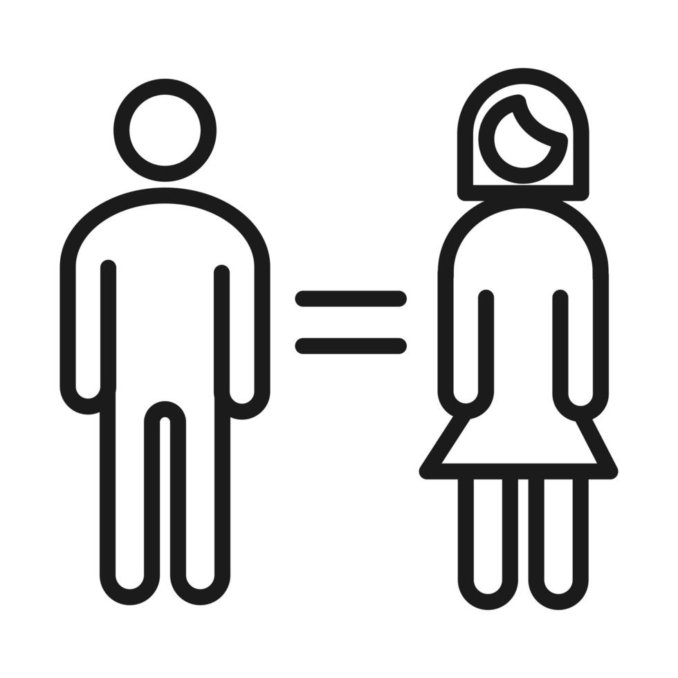 feminism movement icon equality and love concept female rights pictogram line style vector