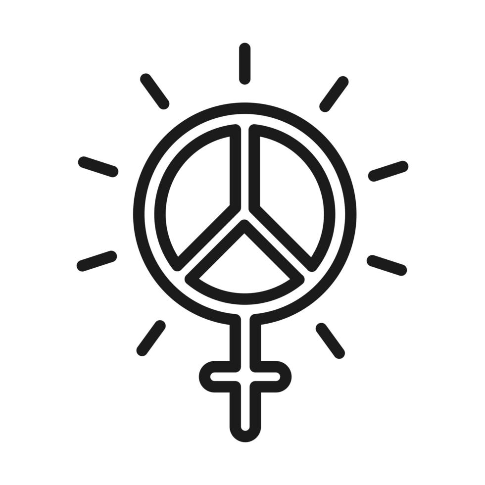 feminism movement icon gender female peace and love emblem pictogram line style vector