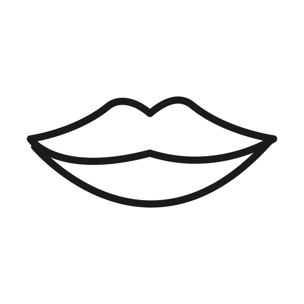 estilo de línea de pictograma de labios de boca femenina sexy vector