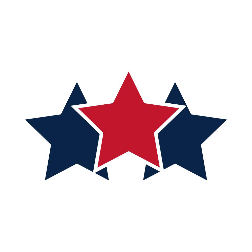 Estados Unidos elecciones estrellas emblema bandera de color campaña electoral política diseño de icono plano vector