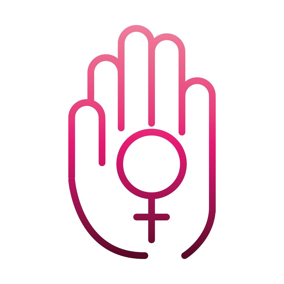 feminism movement icon hand with gender emblem female rights gradient style vector