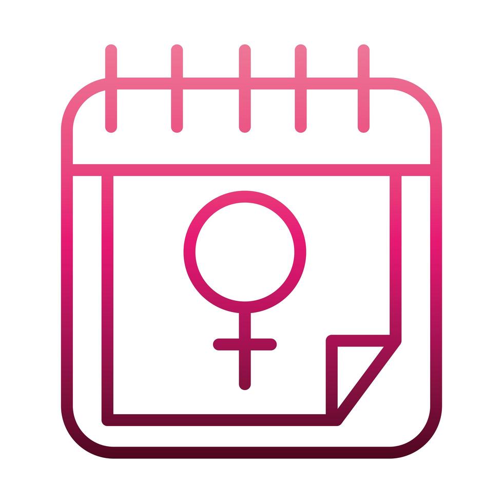 feminism movement icon calendar gender sign female rights gradient style vector