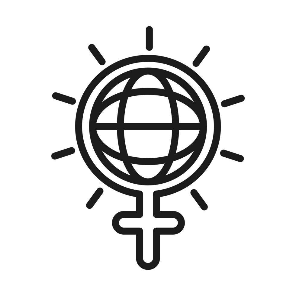 feminism movement icon symbol gender world female rights pictogram line style vector