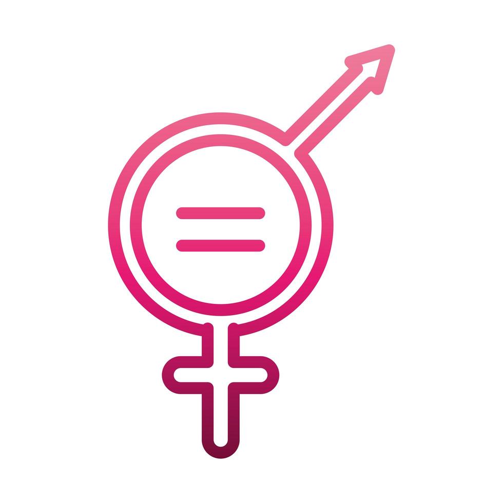 feminismo movimiento icono emblema géneros igualdad derechos femeninos estilo degradado vector