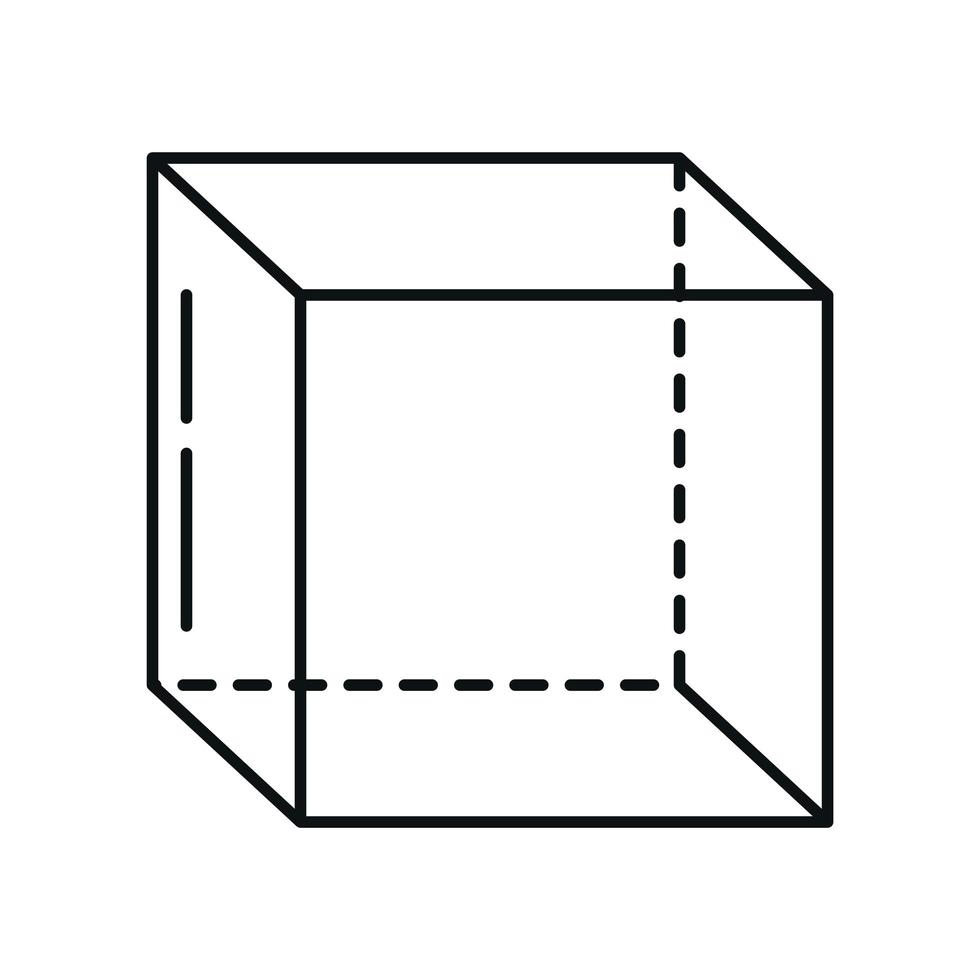 estilo de icono de línea isométrica de perspectiva de geometría de cubo vector
