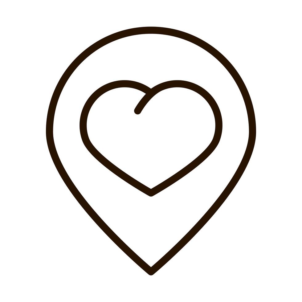 location pointer heart love charity donation line icon vector