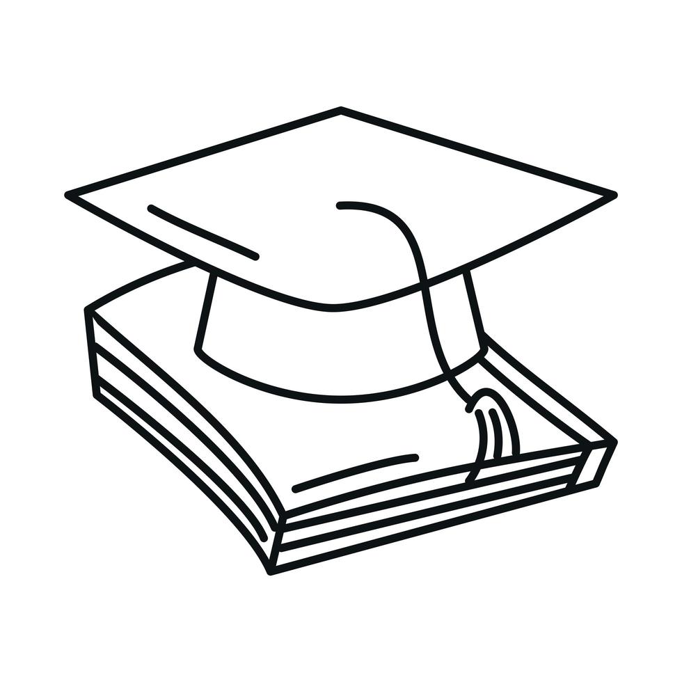 back to school graduation hat on book elementary education line icon style vector