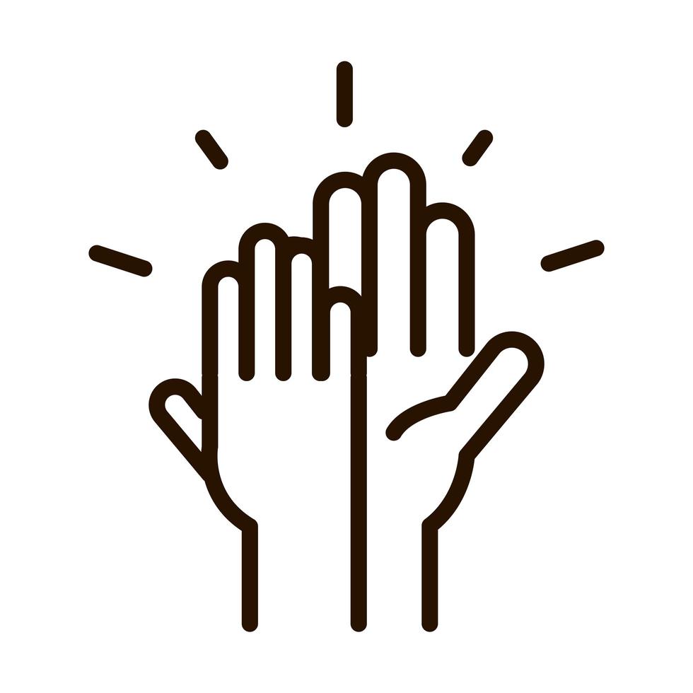 hands together collaboration community and partnership line icon vector