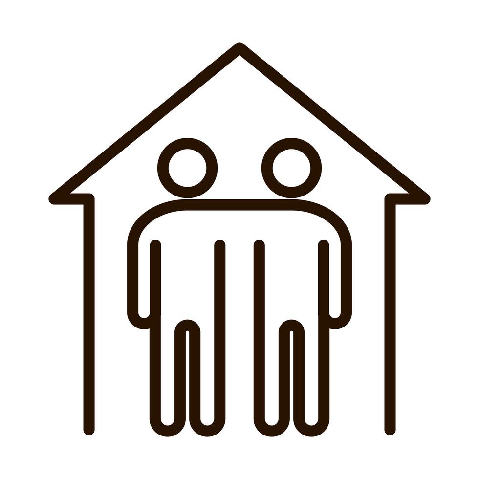 people inside home protection community and partnership line icon vector