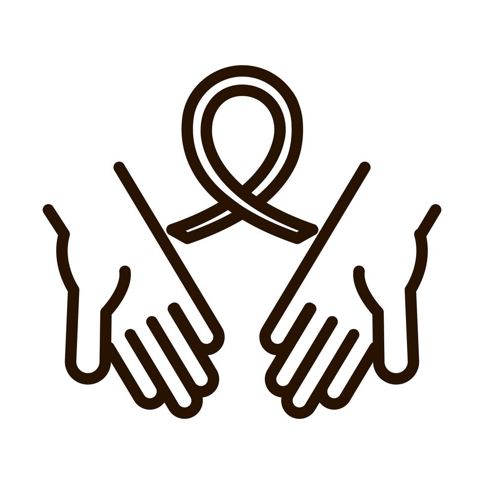 hands with ribbon together community and partnership line icon vector