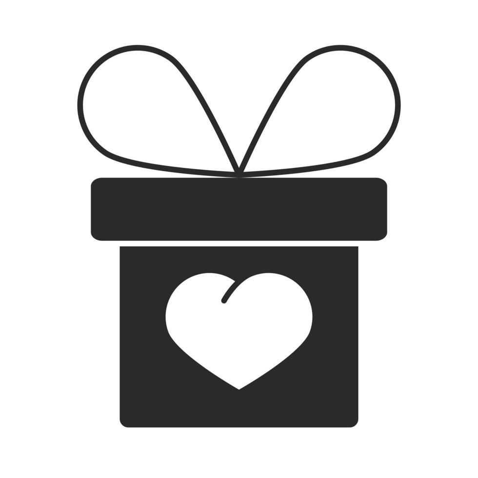 gift box heart give charity donation and love silhouette icon vector