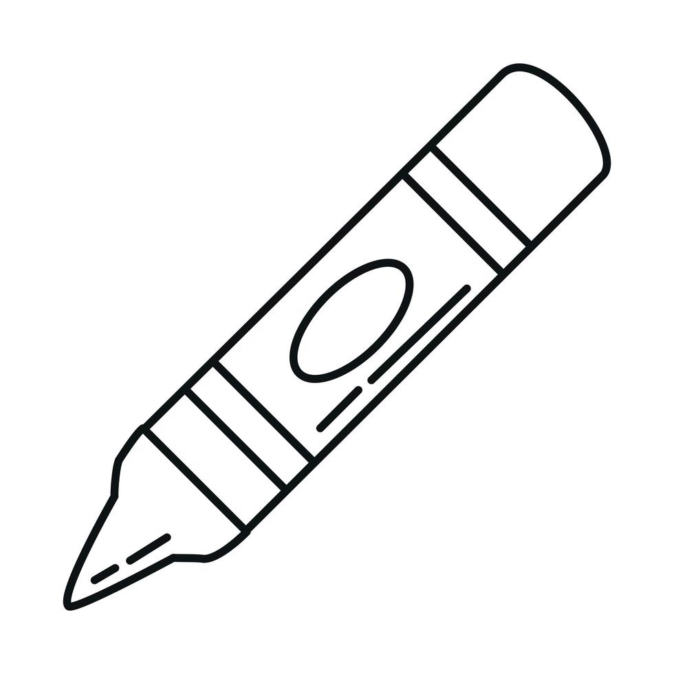 estilo de icono de línea de educación primaria suministro de color de crayón de regreso a la escuela vector