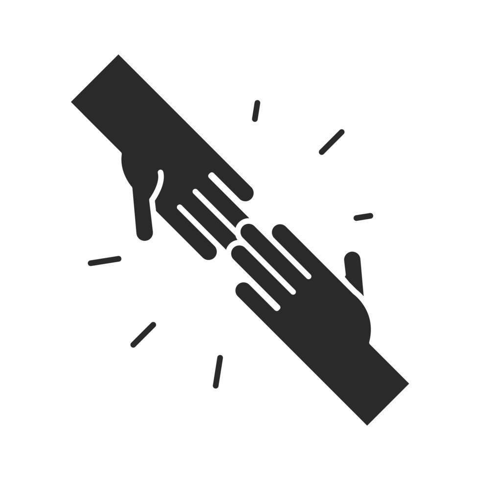 hands supporting community and partnership silhouette icon vector
