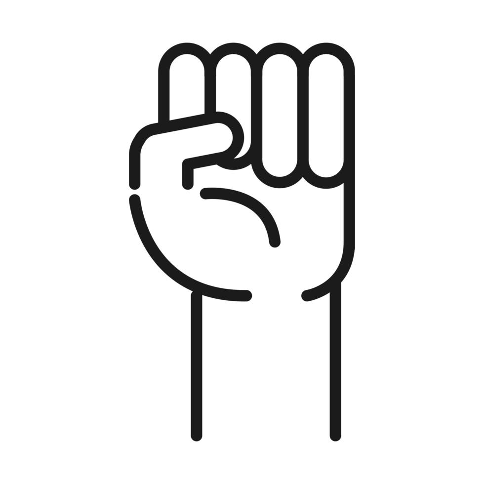 feminism movement icon fist hand power female rights pictogram line style vector