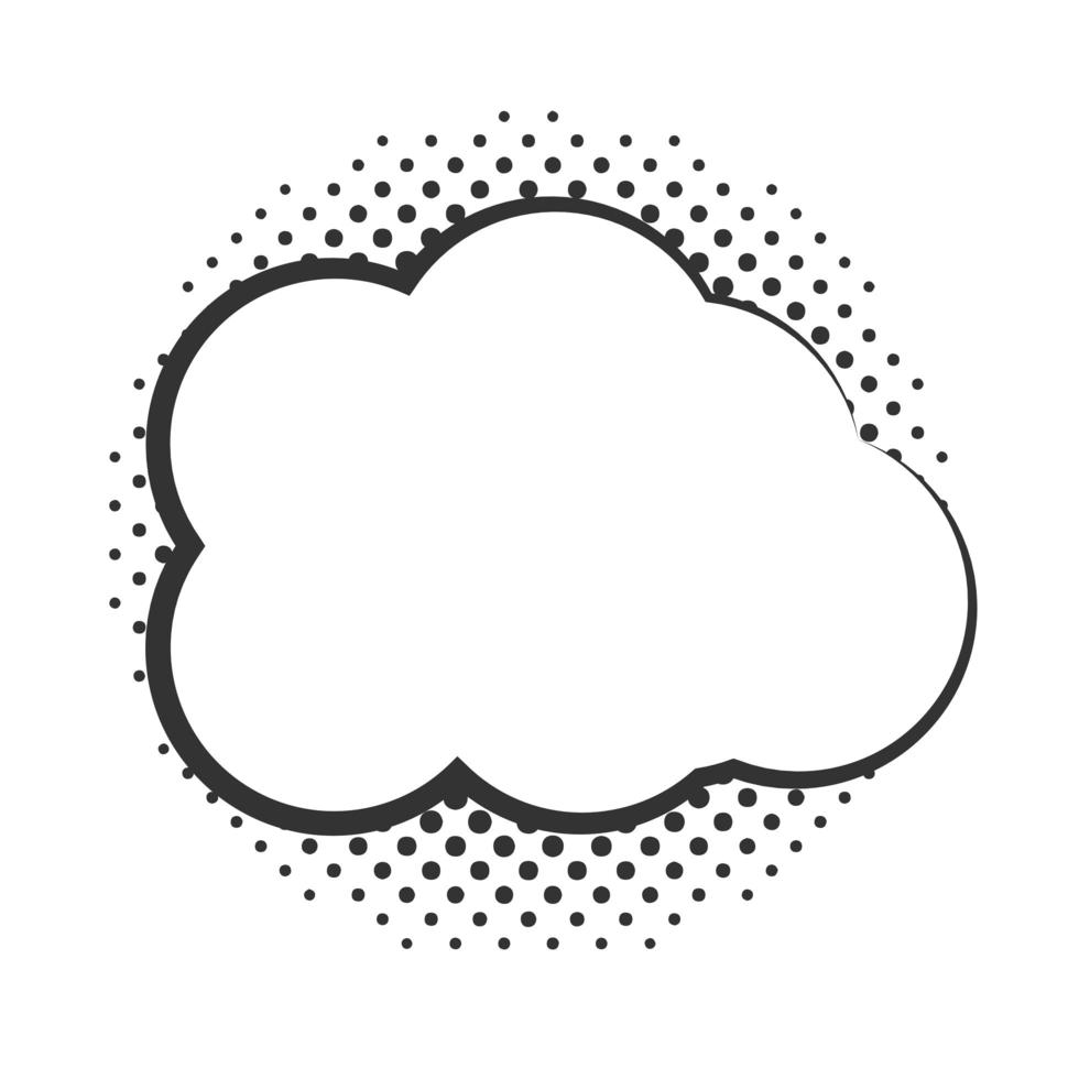 pop art cloud speech bubble halftone style linear design white background vector