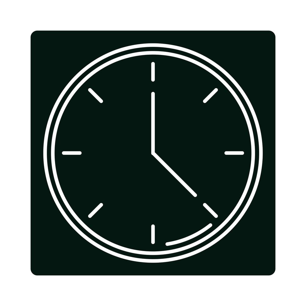 icono de línea y bloque de tiempo de reloj redondo vector