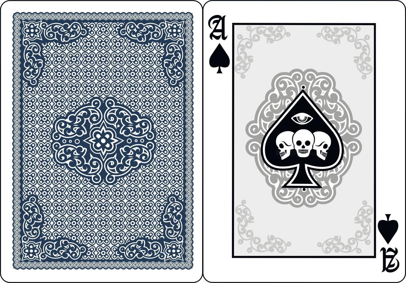 playing card  ace of spades with skull vector