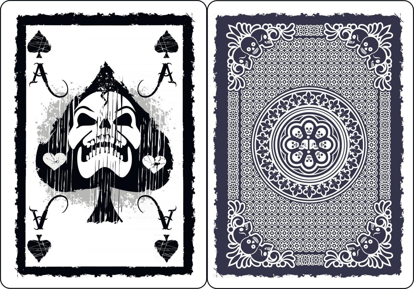 playing card  ace of spades with skull vector
