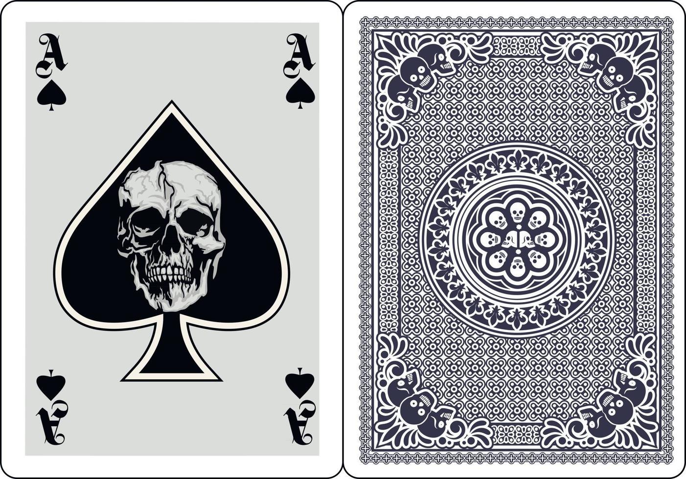 playing card  ace of spades with skull vector