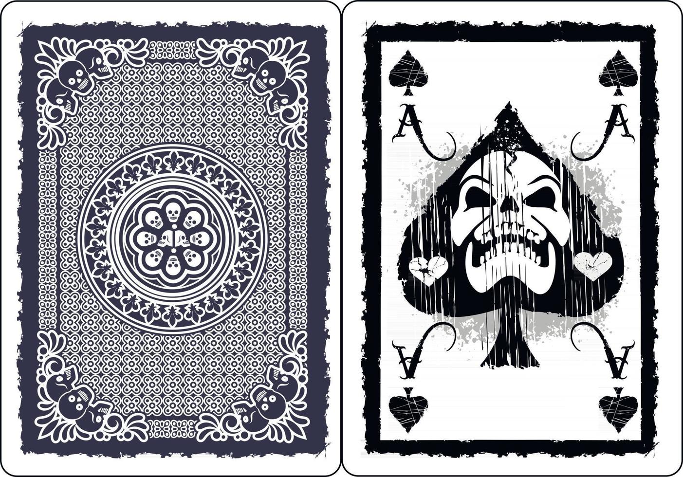 playing card  ace of spades with skull vector