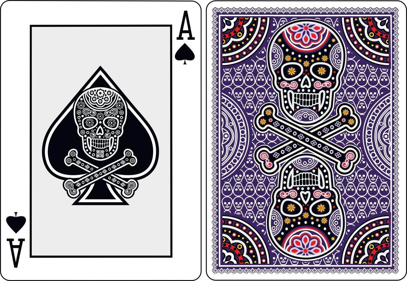 playing card  ace of spades with skull vector