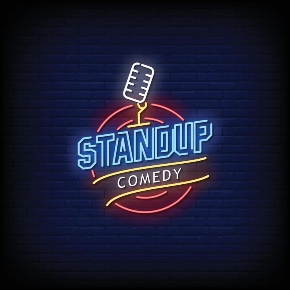 Stand Up Comedy Neon Signs Style Text Vector