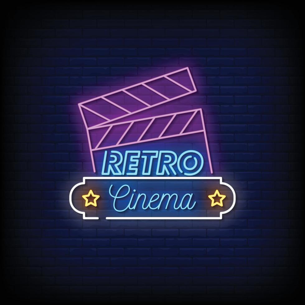 vector de texto de estilo de letreros de neón de cine retro