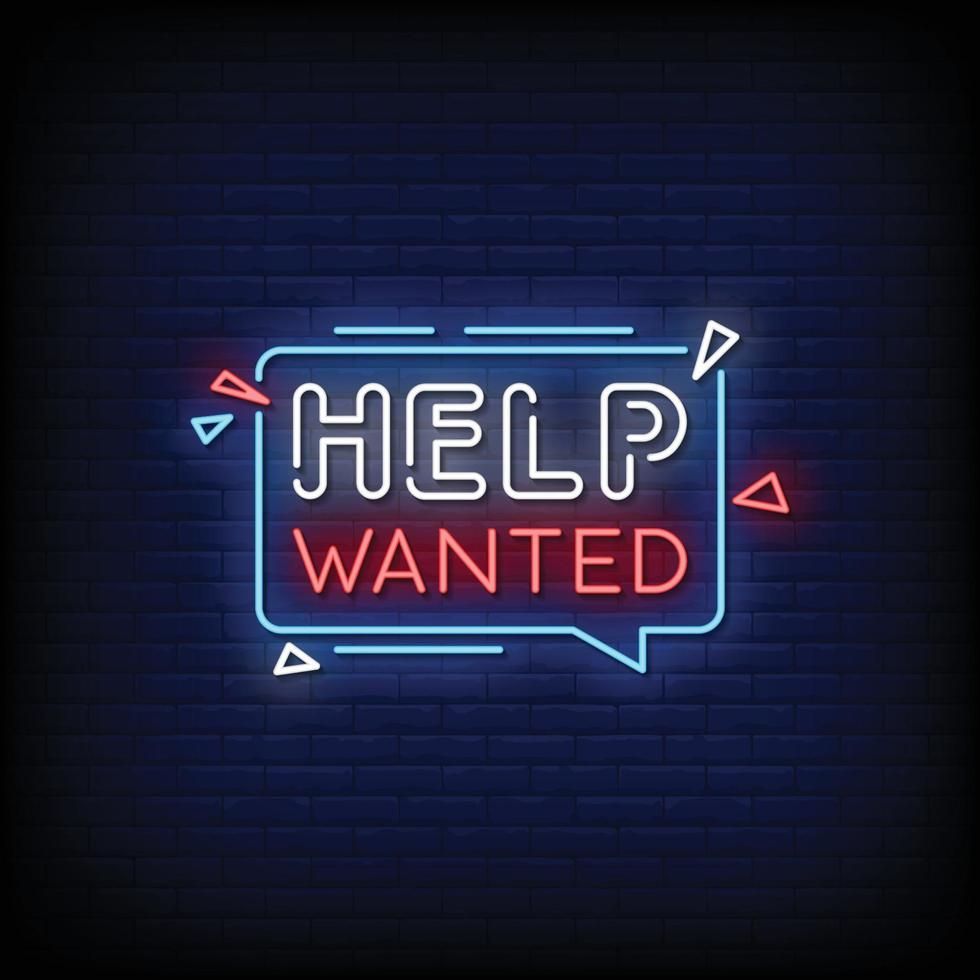 Help Wanted Neon Signs Style Text Vector