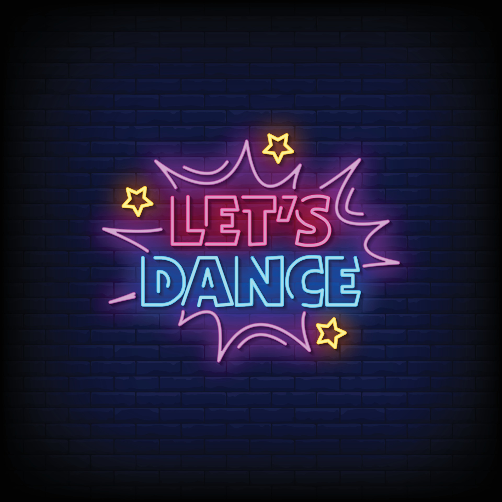 Lets Dance Neon Signs Style Text Vector 2596224 Vector Art at Vecteezy