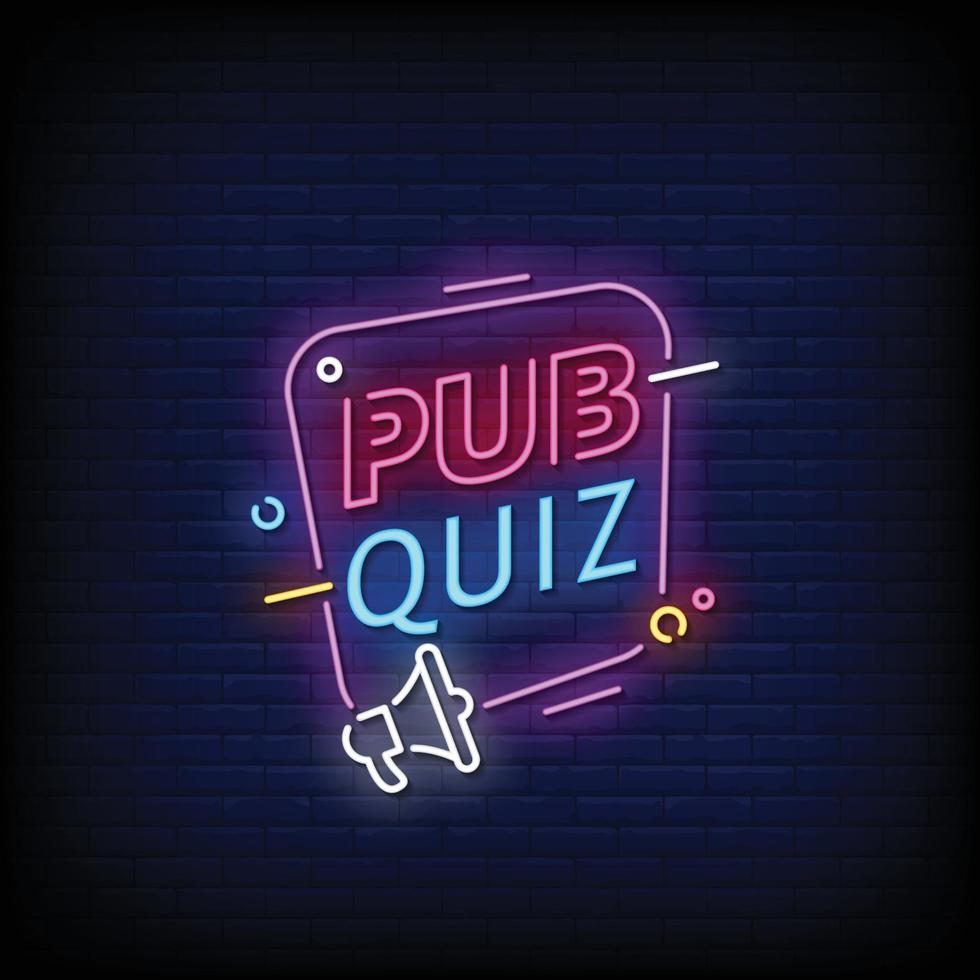 Pub Quiz Neon Signs Style Text Vector