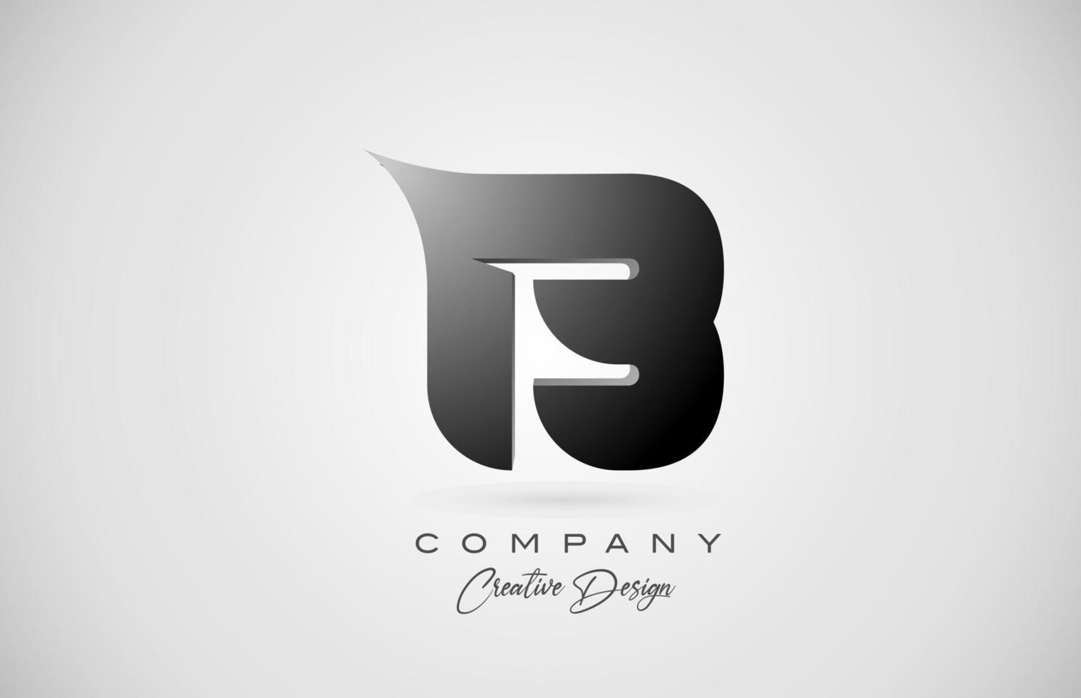 Logotipo del icono de la letra b del alfabeto en degradado negro. diseño creativo para negocios y empresa. vector