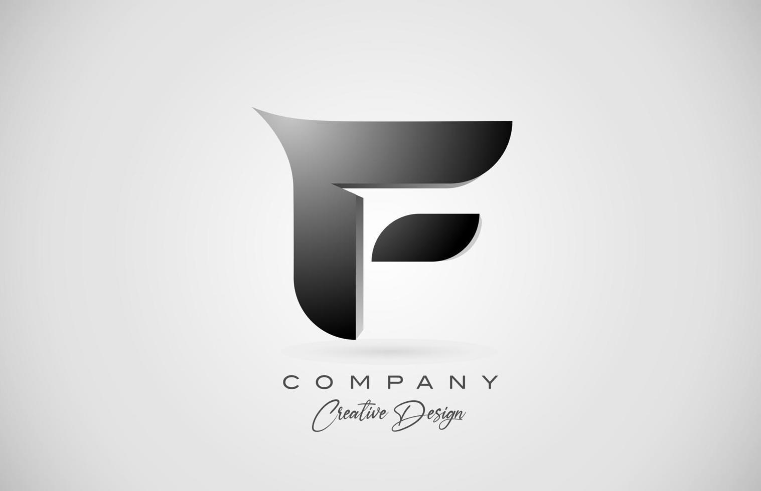 alphabet letter F icon logo in black gradient. Creative design for business and company vector