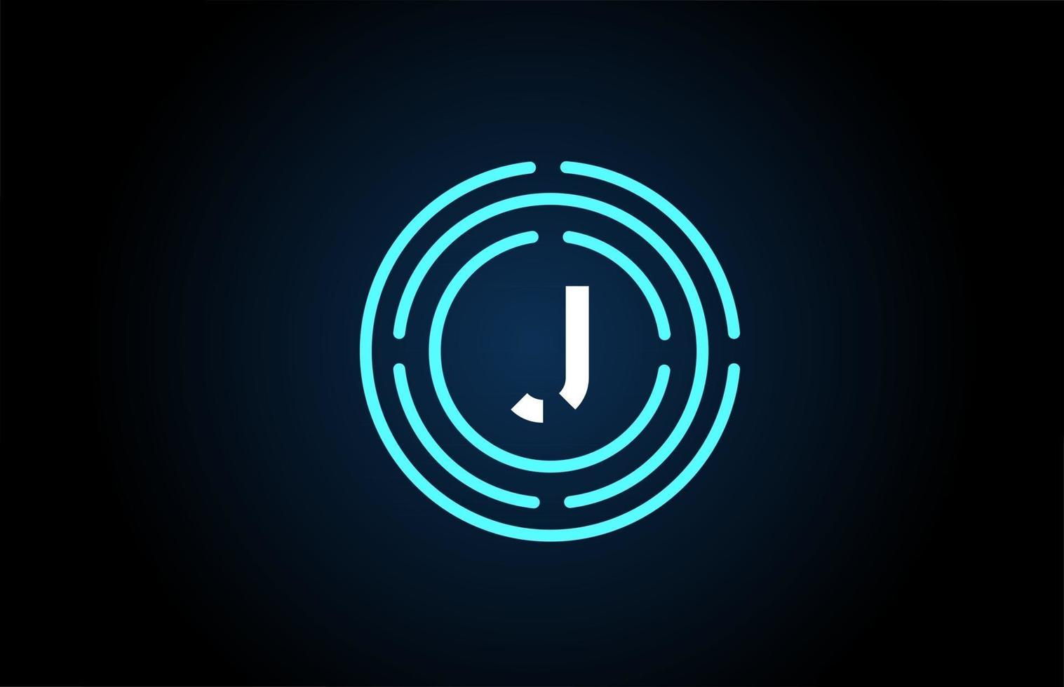 J white letter icon design with blue circles. Alphabet logo design. Branding for products and company vector