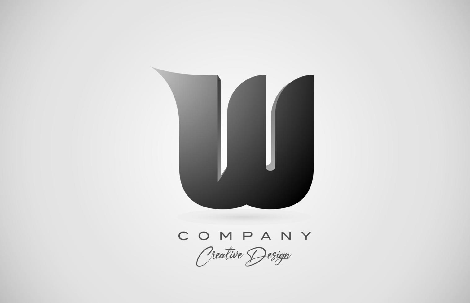 alphabet letter W icon logo in black gradient. Creative design for business and company vector