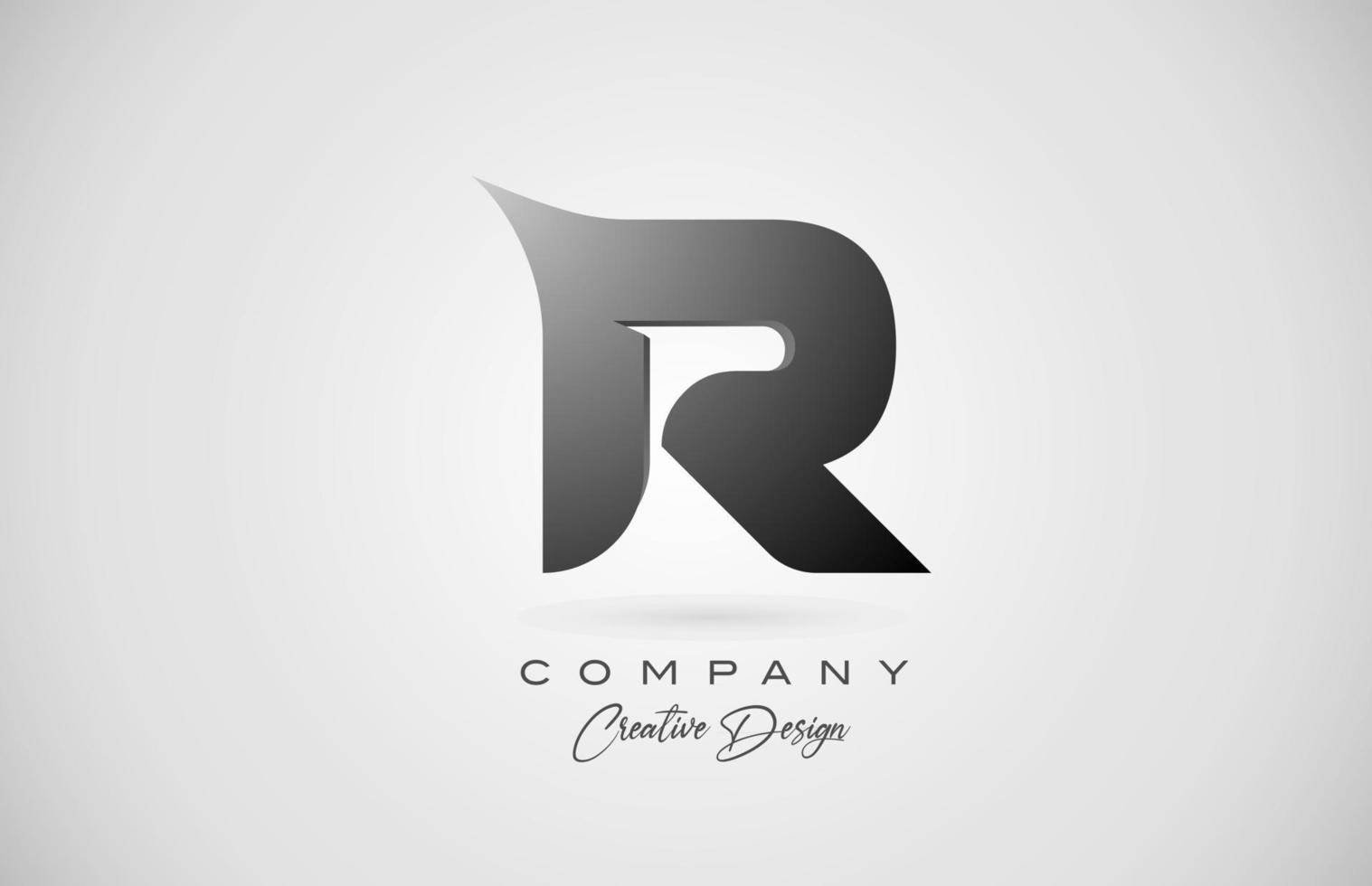 Logotipo del icono de la letra r del alfabeto en degradado negro. diseño creativo para negocios y empresa. vector