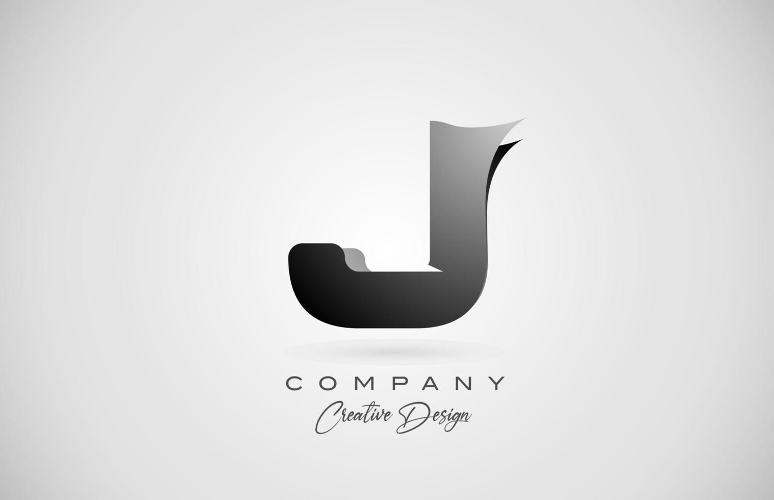 alphabet letter J icon logo in black gradient. Creative design for business and company vector