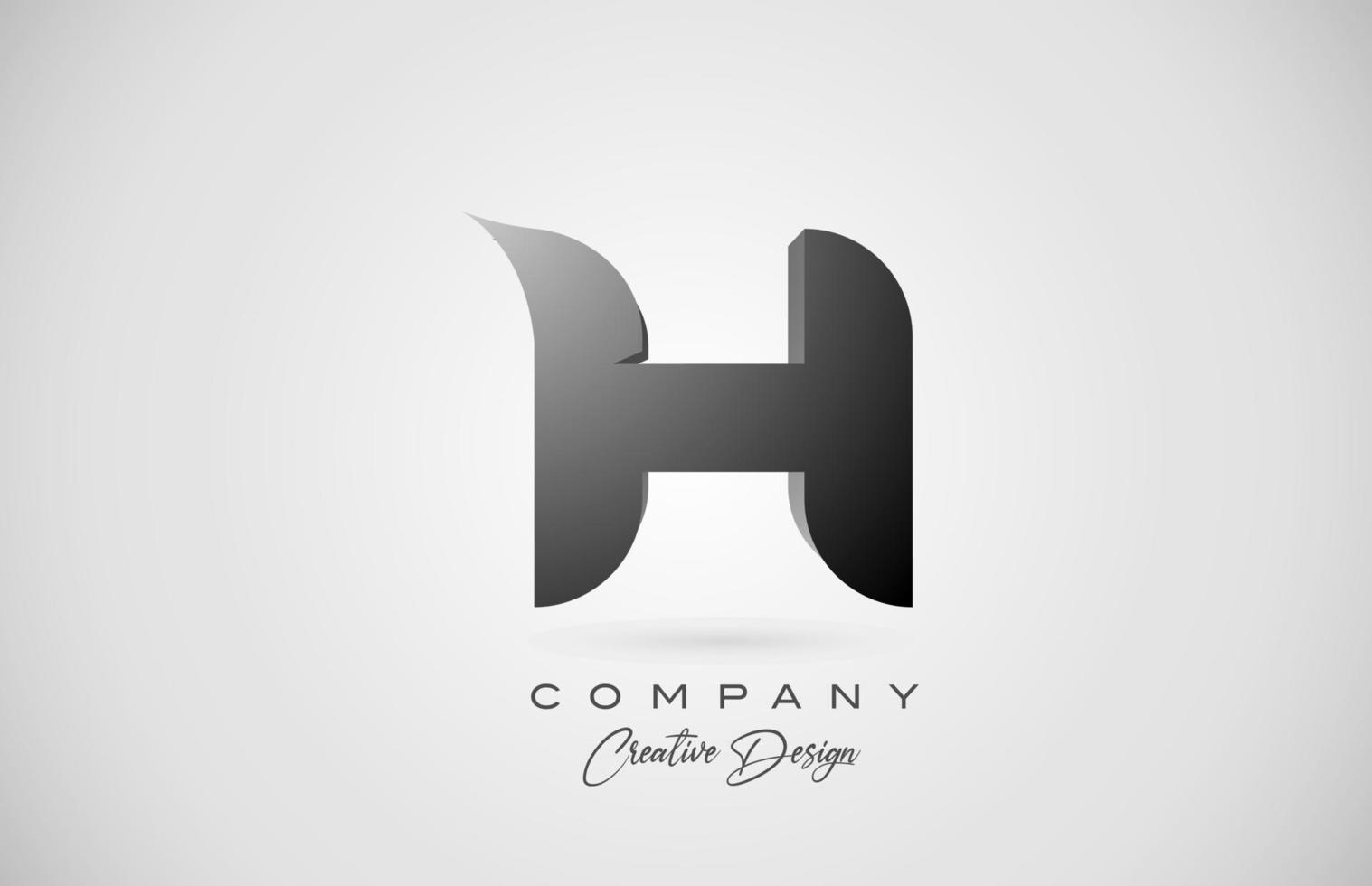 Logotipo del icono de la letra h del alfabeto en degradado negro. diseño creativo para negocios y empresa. vector